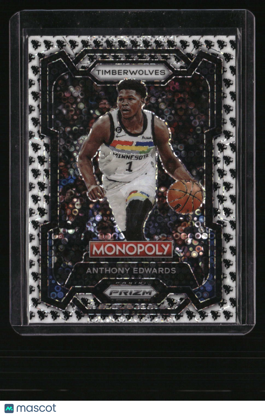 2023-24 Panini Prizm Monopoly Anthony Edwards Monopoly Man Black &amp; White