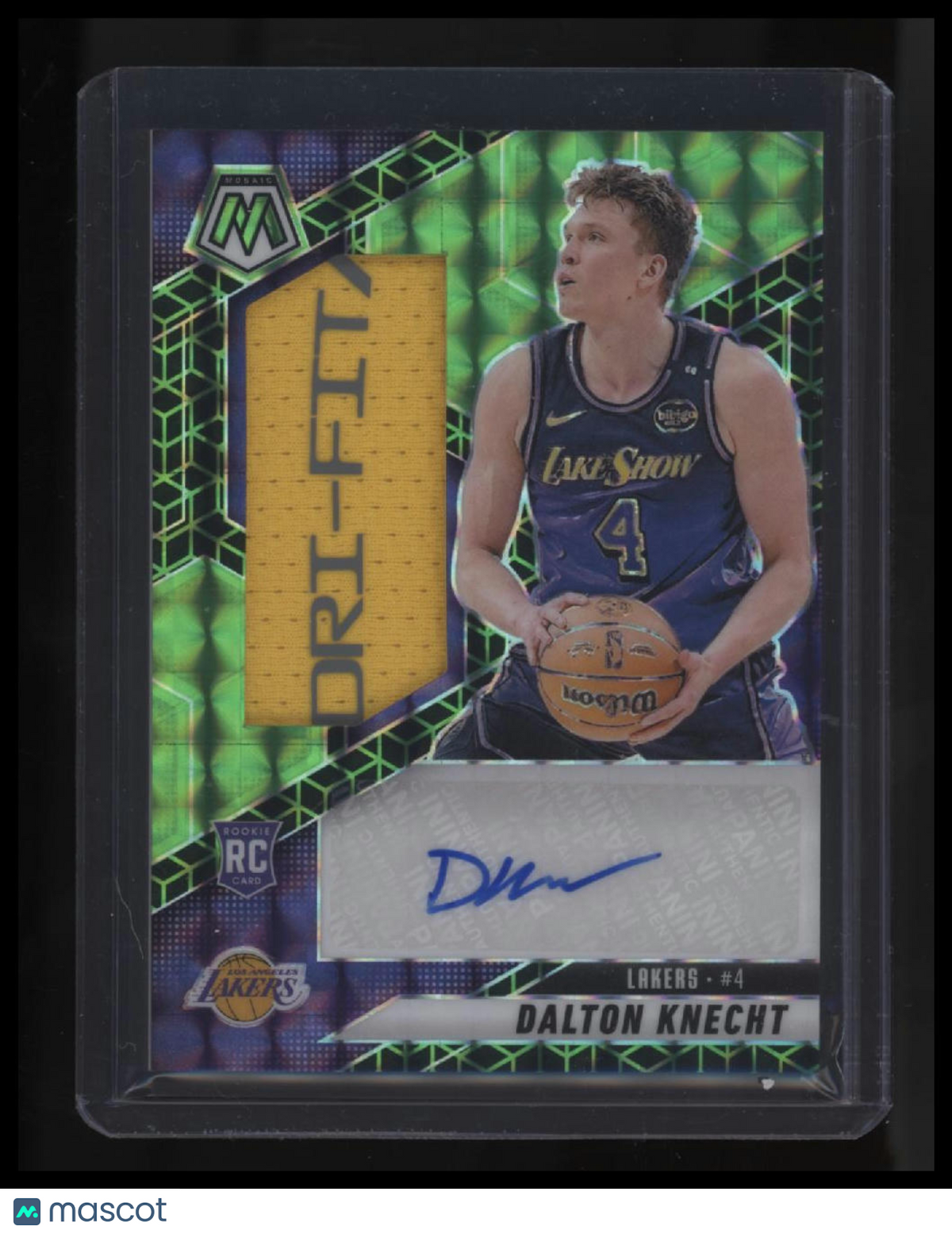 2024-25 Panini Mosaic Dalton Knecht Rookie Patch Auto #/5 Green Geometric