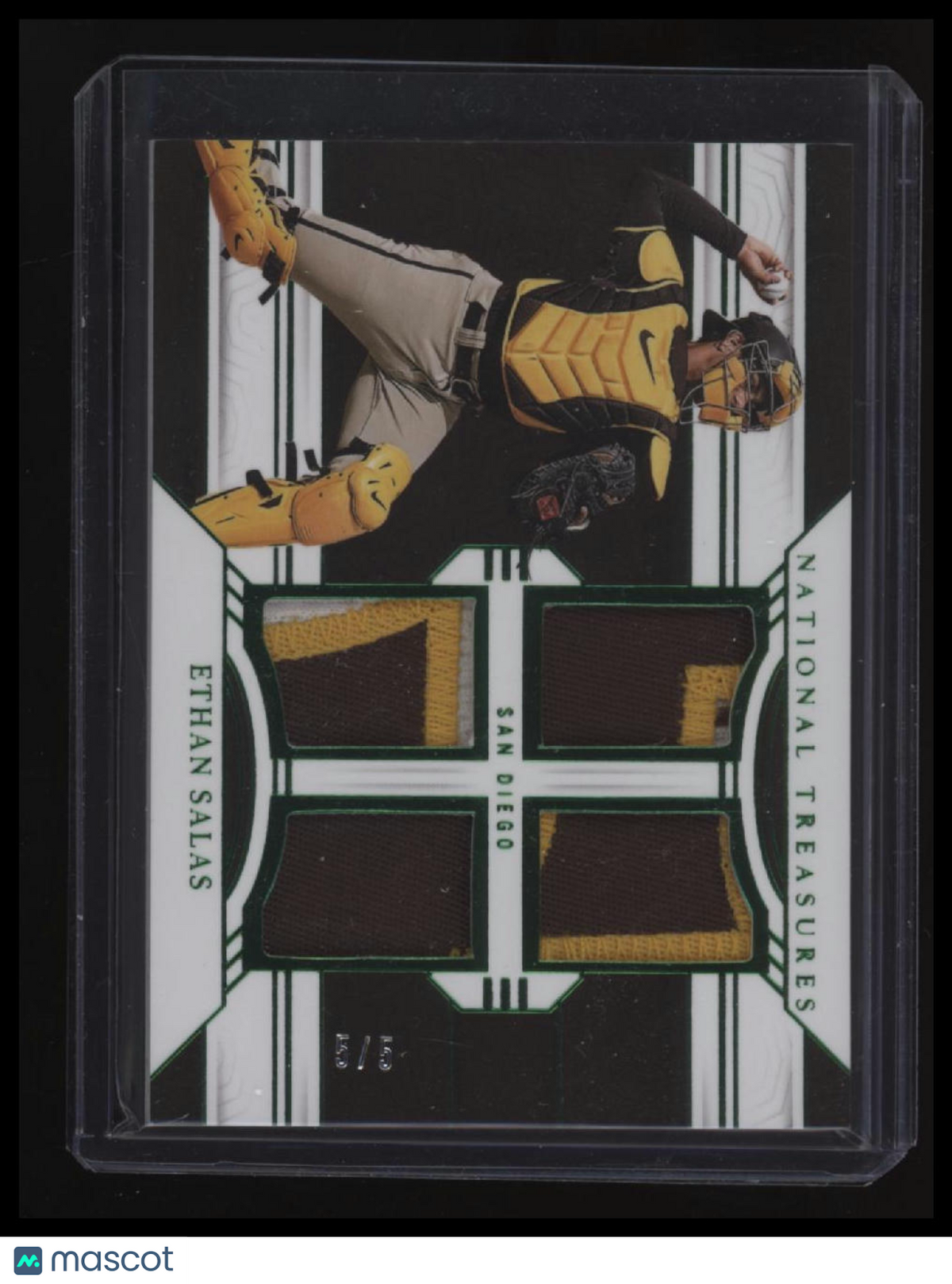 2024 Panini National Treasures Ethan Salas Game Gear Swatches Quad Emerald #/5