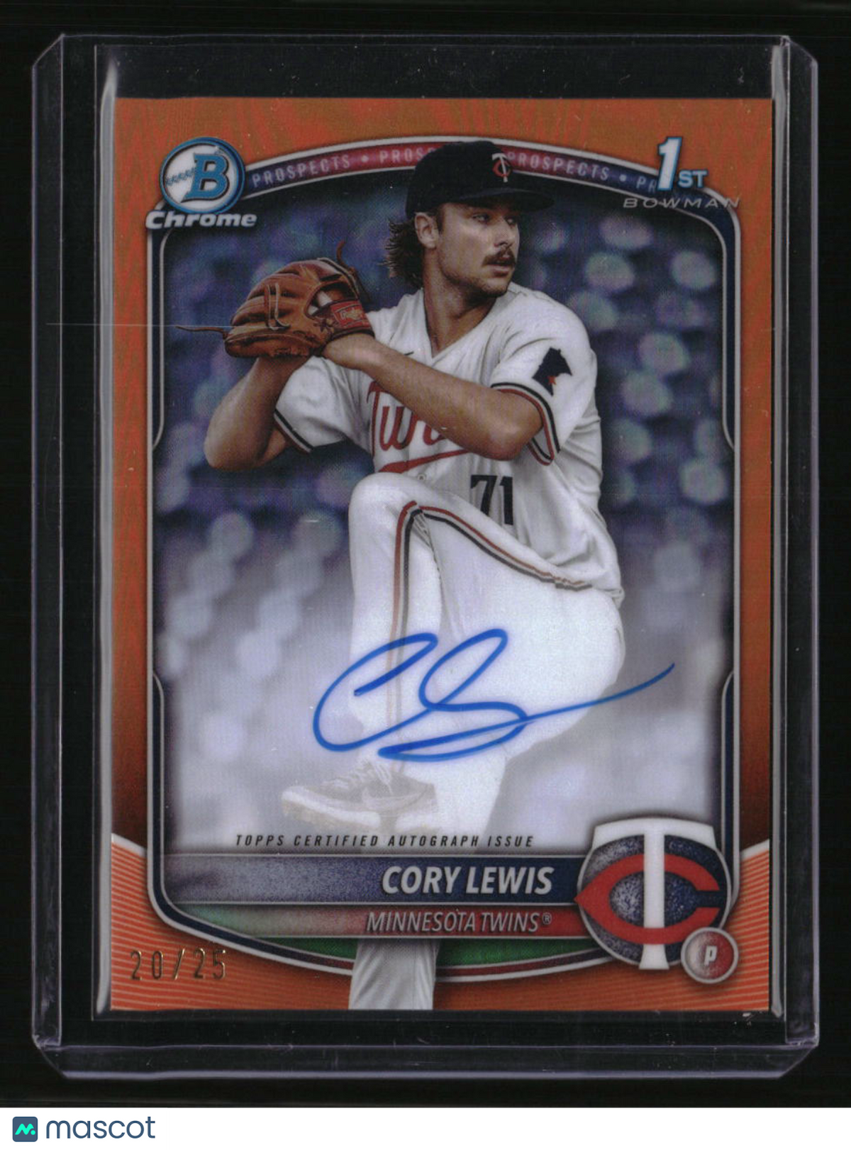 2025 Bowman Cory Lewis Chrome Prospects Autographs Orange Refractor #/25