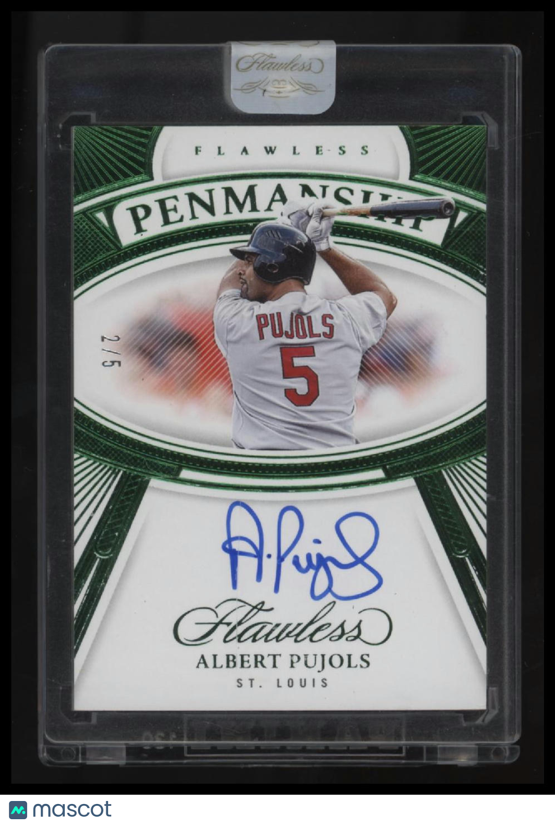 2024 Panini Flawless Albert Pujols Flawless Penmanship Autograph Emerald #/5