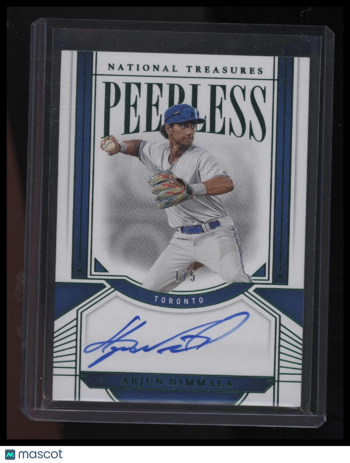 2024 Panini National Treasures Arjun Nimmala Peerless Signatures Emerald #/5