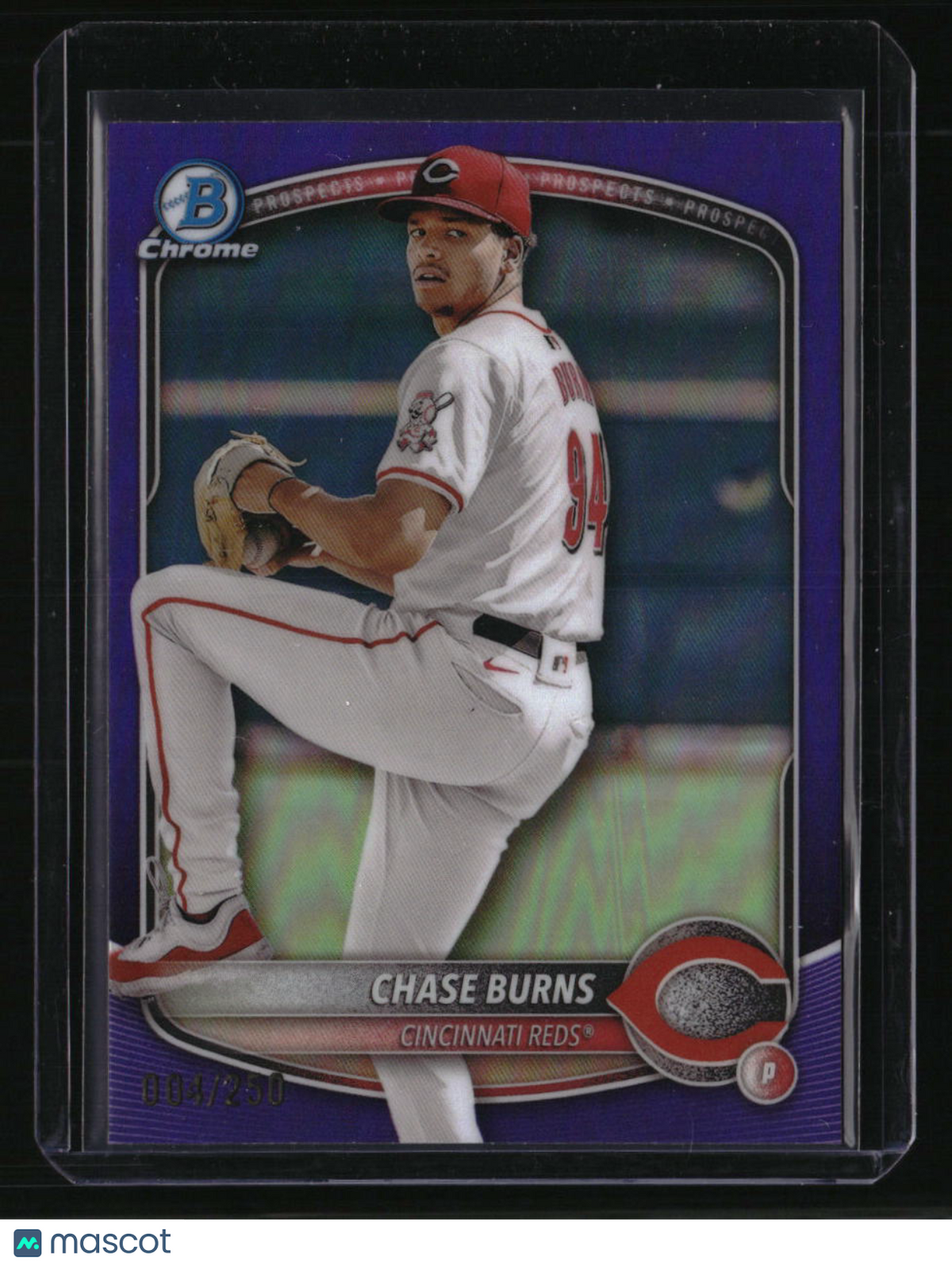 2025 Bowman Chase Burns Chrome Prospects Purple Refractor #/250