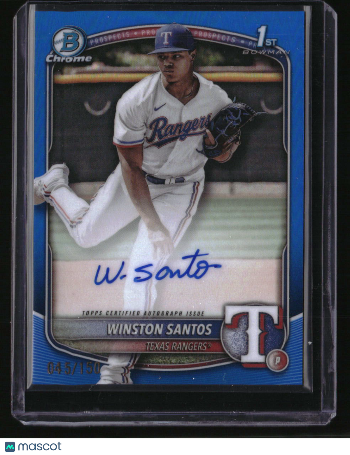 2025 Bowman Winston Santos Chrome Prospects Autographs Blue Refractor #/150