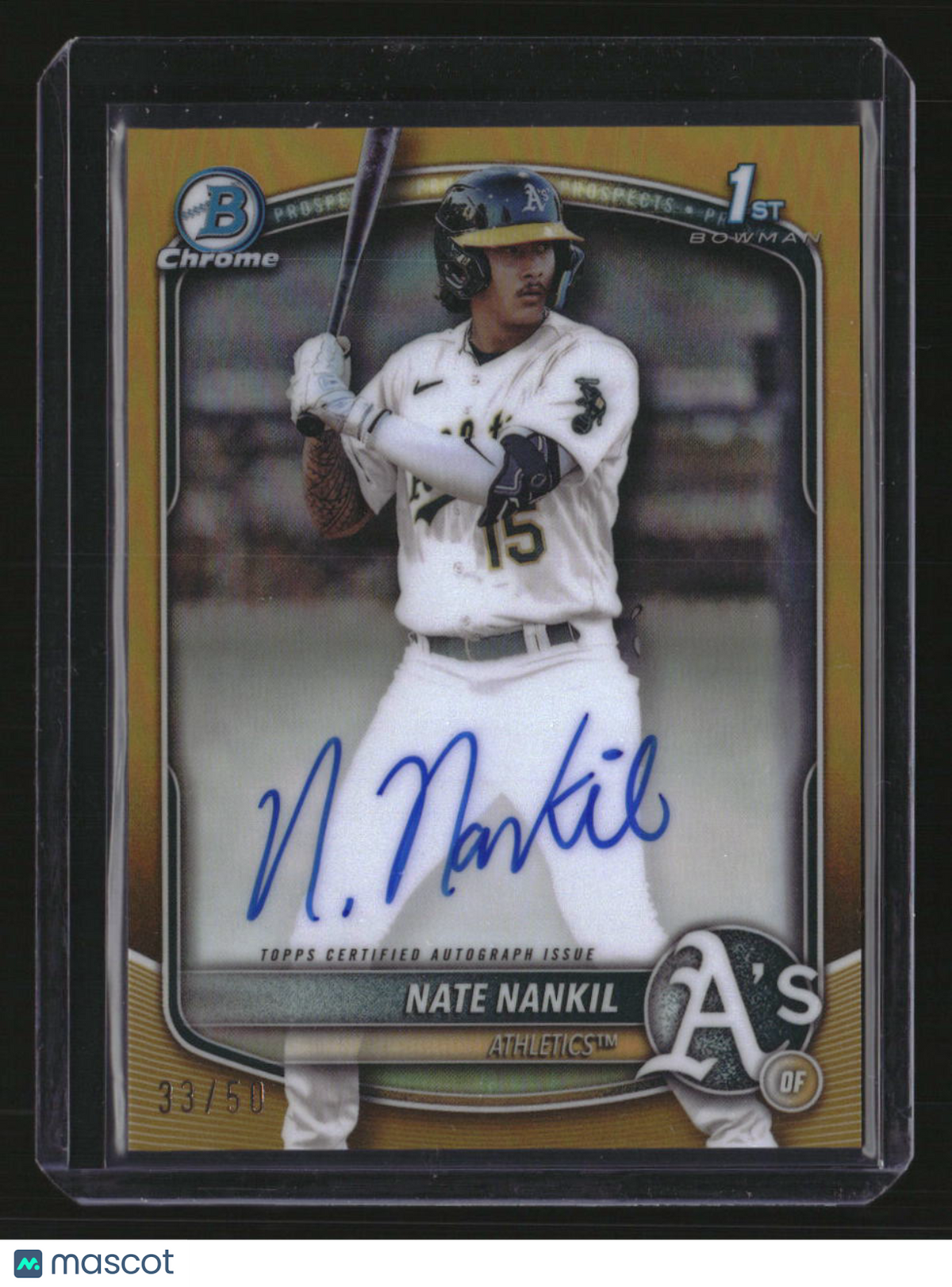 2025 Bowman Nate Nankil Chrome Prospects Autographs Gold Refractor #/50