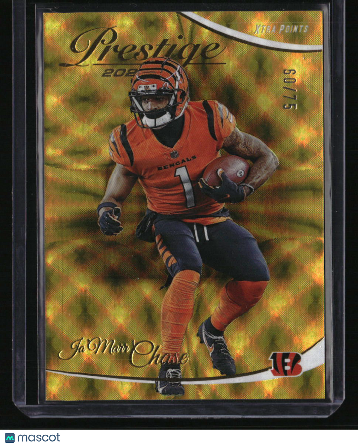 2023 Panini Prestige Ja&#39;Marr Chase Prestigious Pros Xtra Points Gold #/75