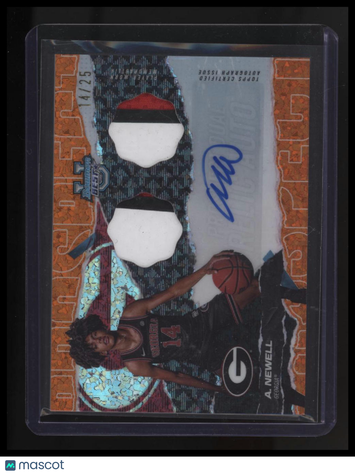 2024-25 Bowman&#39;s Best U Asa Newell Prospect Dual Relic Auto Orange Mini-Diamond