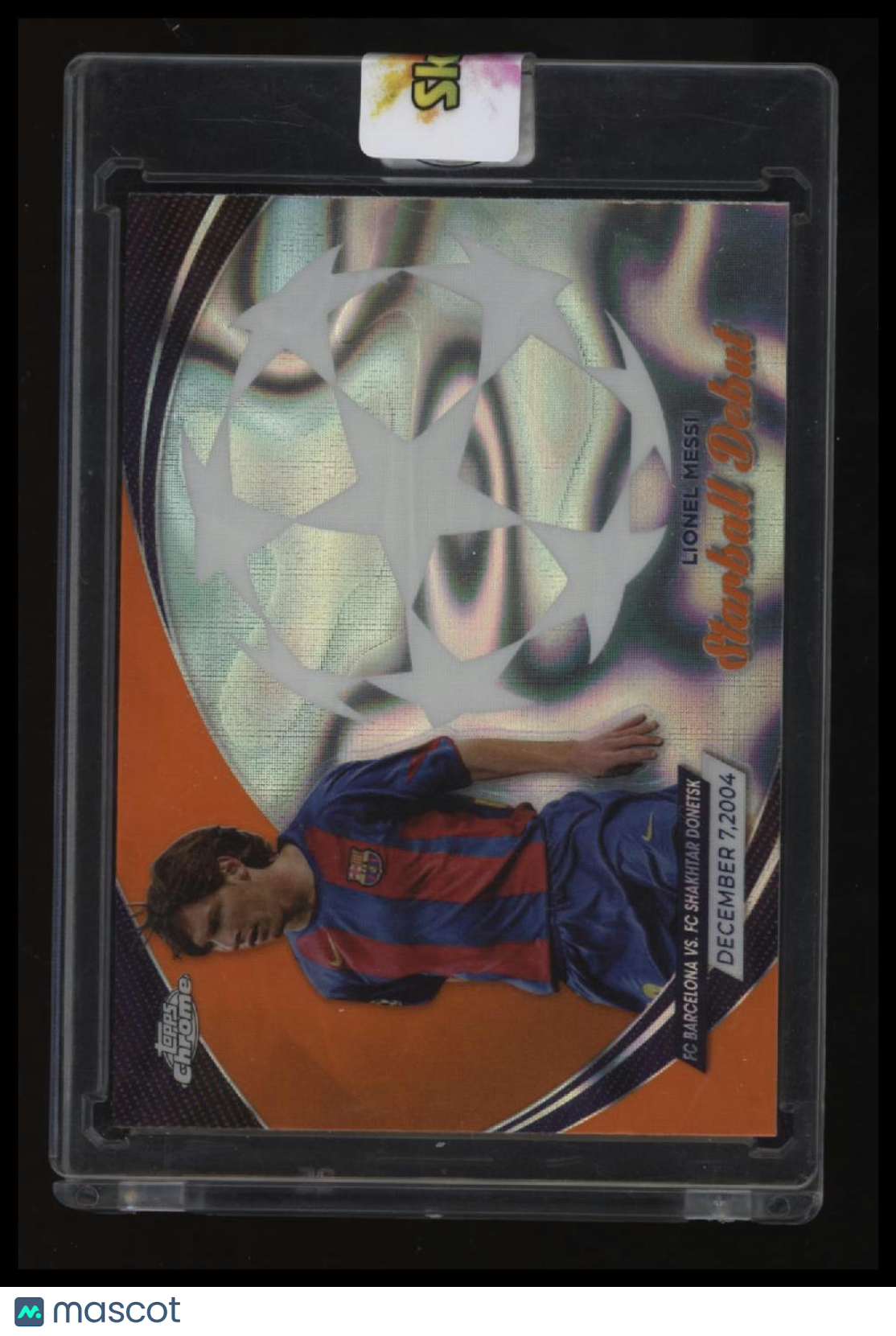 2023-24 Topps Chrome UEFA Lionel Messi Starball Debuts Orange Lava Refractor