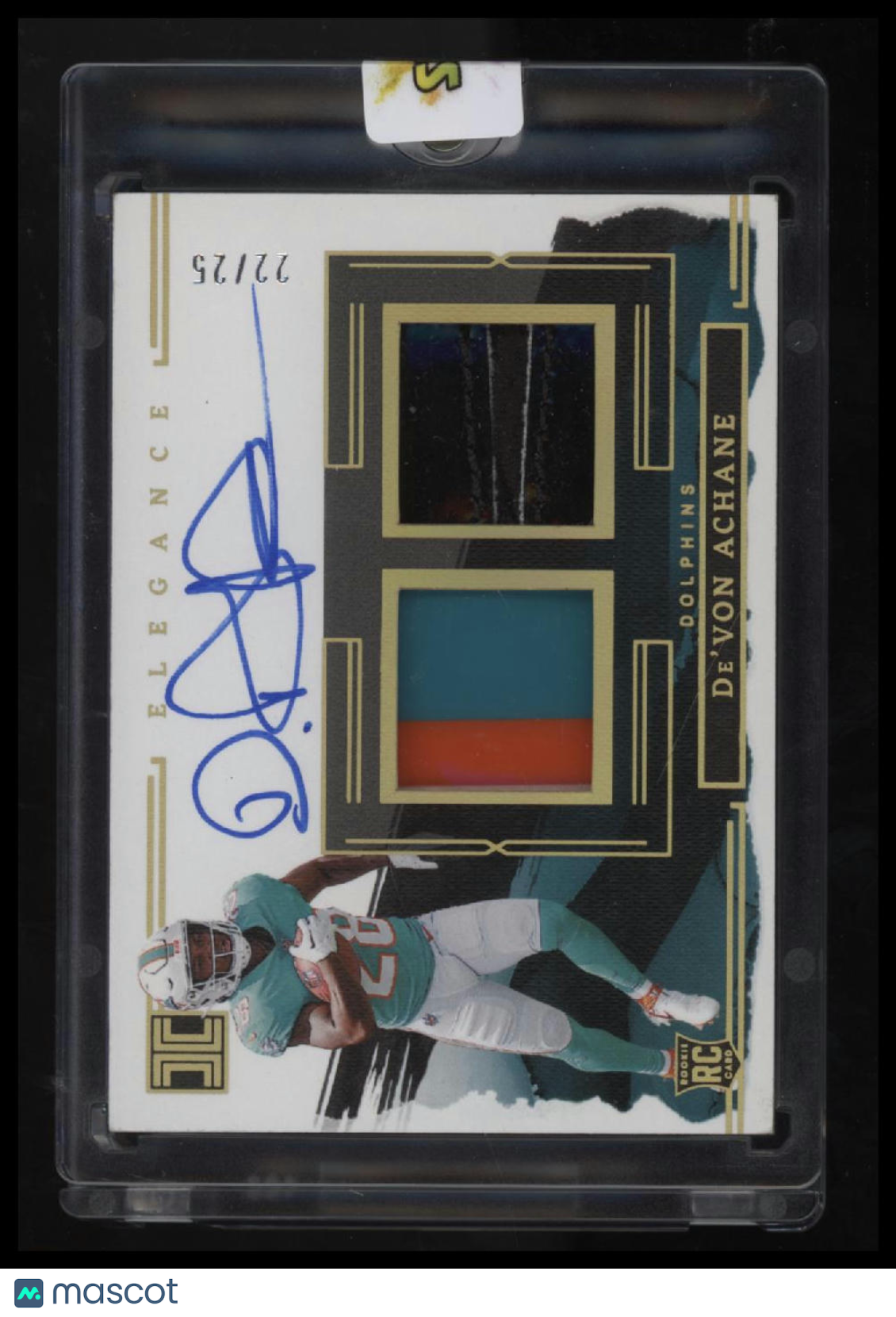 2023 Panini Impeccable De&#39;Von Achane Elegance Rookie Helmet and Glove Autos #/25