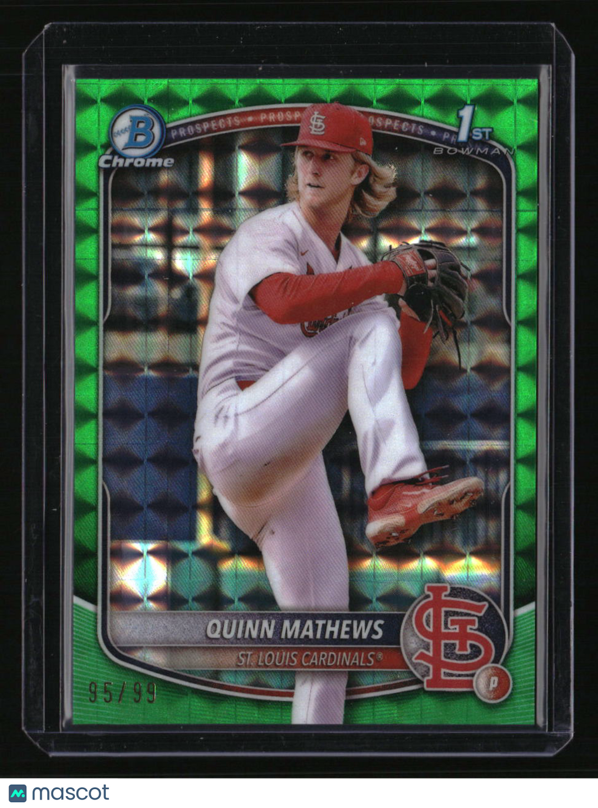 2025 Bowman Quinn Mathews Chrome Prospects Green Geometric Refractor #/99